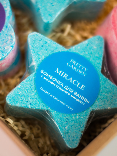 PRETTY GARDEN, «Miracle», бомбочка голубая в форме звезды